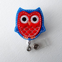 Patriotic American Owl - Name Badge Holder - Cute Badge Reel - Nurse Badge Holder - Nursing Badge - Felt Badge Clip - Teacher Gift - Thumbnail 2