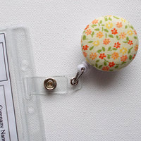 Retractable ID Badge Holder - Name Badge Holder - Flower Badge Reel - Nurse Badge Holder - Teacher ID Badge - Yellow Flowers - Thumbnail 3