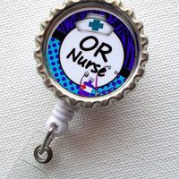 OR Nurse  - Name Badge Holder - Retractable ID Badge Reel  - Nurse Badge Clip - Nursing Badge - Cute ID Badge Reel - Thumbnail 3