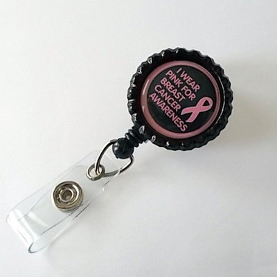 Breast cancer awareness - cute id badge reel - name badge holder - oncology badge reel - nurse badge holder - nursing badge clip