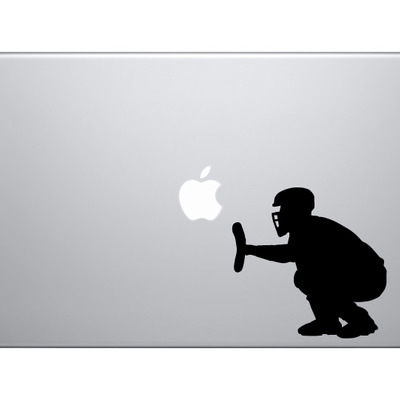 Sports silhouette - baseball catcher side version 1 - vinyl decal for laptops, macbook, tablets and cars  - Thumbnail 4