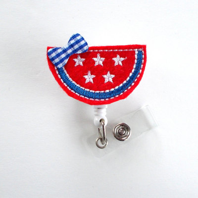 Patriotic watermelon - cute badge holder - nurses badge holder - nursing badge holder - cute badge reel - rn badge reel - nurse