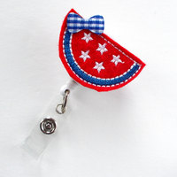 Patriotic Watermelon - Cute Badge Holder - Nurses Badge Holder - Nursing Badge Holder - Cute Badge Reel - RN Badge Reel - Nurse - Thumbnail 1