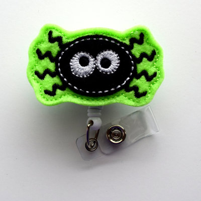 Green spider - retractable id badge reel - name badge holder - nursing badge - nurse badge holder - nursing badge clip - felt badge