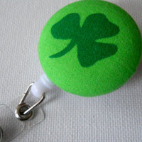 St. Patrick&#39;s Day Clover - ID Badge Reel - Cover Button Badge Holder - RN Badge Holder - Nurses Badge Reel - Thumbnail 1