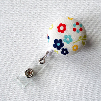 Summer flowers - retractable id badge reel - nurse badge holder - badge clip - nicu badge reel - gift under 10
