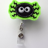 Green Spider - Retractable ID Badge Reel - Name Badge Holder - Nursing Badge - Nurse Badge Holder - Nursing Badge Clip - Felt Badge - Thumbnail 2