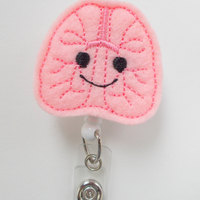 Lola the Lung - RT Badge Holder - Cute Badge Reel - RT Badge Holder - Respiratory Specialist Badge Clip - Pulmonary Badge Reel - Lung Badge - Thumbnail 2