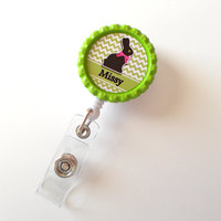 Personalized Easter Bunny Green - ID Badge Holder - Badge Reel - Name Badge Holder - Bottle Cap Badge - Nursing Badge - Nurse Badge Holder - Thumbnail 2