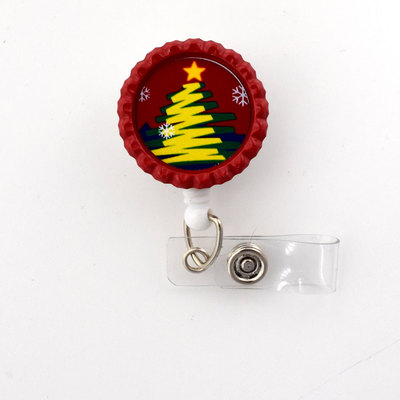 Gold christmas tree  - nursing badge holder - er nurse badge reel  - rn gift - nurses badge - teacher badge reel - christmas badge