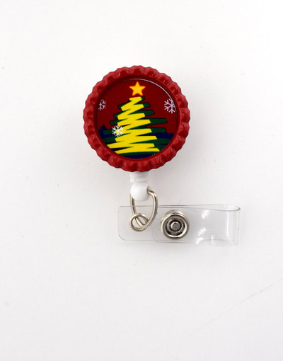 Gold christmas tree  - nursing badge holder - er nurse badge reel  - rn gift - nurses badge - teacher badge reel - christmas badge