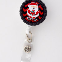 Chevron Santa  - Nursing Badge Holder - OR Nurse Badge Reel  - RN Gift - Nurses Badge - Teacher Badge Reel - Christmas Badge - Thumbnail 2