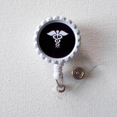 Caduceus medical - id badge holder - badge reel - name badge holder - nurse id badge clip - nurse badge reel - rn badge holder