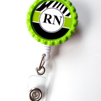 RN Badge Holder Green - ID Badge Reel - Name Tag Badge - Nursing Badge - Nurse Badge Clip - Cute ID Badge Reel - Thumbnail 2