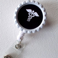 Caduceus Medical - ID Badge Holder - Badge Reel - Name Badge Holder - Nurse ID Badge Clip - Nurse Badge Reel - RN Badge Holder - Thumbnail 1