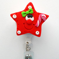 Christmas Star  - Teacher Badge Holder - Nurses Badge Holder - Nursing Badge Holder - Pediatric Badge Clip - RN Badge Reel - BadgeShack - Thumbnail 1