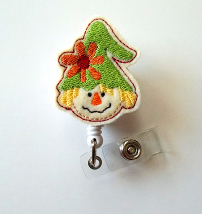 Scarecrow - retractable badge reel - name badge holder - cute badge reel - nurse badge holder - nursing badge clip - felt badge