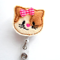 Cora the Cat - Retractable ID Badge Reel - Name Badge Holder - CNA Badge Reel - Nurse Badge Holder - Nursing Badge Clip - Teacher Badge - Thumbnail 2