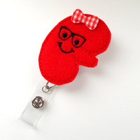 Kimmy the Kidney - Dialysis Tech Badge - MD Badge Holder - Nephrology Nurse Badge - Nurse Badge Holder - Nursing Badge Clip - Felt Badge - Thumbnail 2
