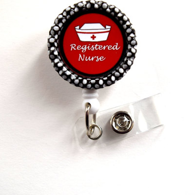 Registered nurse with cap  - name badge holder - cute badge reels - rn nurse badge - nurse gift  - nursing badge - rn badge