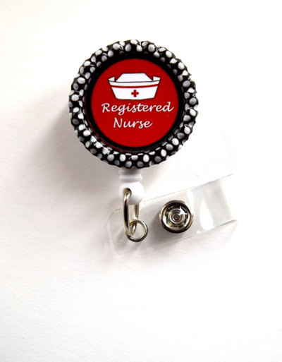 Registered nurse with cap  - name badge holder - cute badge reels - rn nurse badge - nurse gift  - nursing badge - rn badge