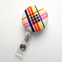 Geometric Plaid - Nurse Badge Holder - Medical Badge Reel - Retractable Badge Reel - Teacher Badge - Cute Badge Reel - Designer Badge Reel - Thumbnail 2