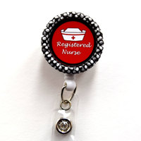 Registered Nurse with Cap  - Name Badge Holder - Cute Badge Reels - RN Nurse Badge - Nurse Gift  - Nursing Badge - RN Badge - Thumbnail 2