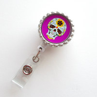 Skeleton Purple - Nursing Badge Holder - Labor and Delivery Badge Reel  - Nurse Name Badge -Teacher Badge - Thumbnail 2