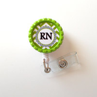 RN Badge Holder Chevron - ID Badge Reel - Name Tag Badge - Nursing Badge - Nurse Badge Clip - Cute ID Badge Reel - Thumbnail 2