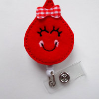 Smiling Blood Drop - Retractable Badge Reel - Name Badge Holder - Cute Badge Reel - Badge Reels - Lab Technician Badge - Hospital Badges - Thumbnail 2