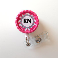 RN Badge Holder Chevron - ID Badge Reel - Name Tag Badge - Nursing Badge - Nurse Badge Clip - Cute ID Badge Reel - Thumbnail 3