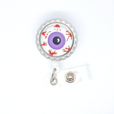 Eyeball purple  - name badge holder - optometry badge - optician badge holder - optometrist name badge holder - ophthalmologist badge reel