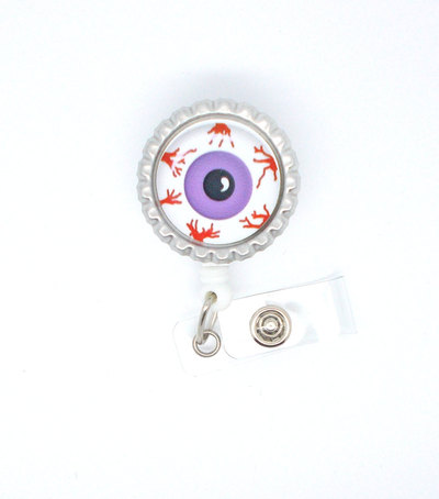 Eyeball purple  - name badge holder - optometry badge - optician badge holder - optometrist name badge holder - ophthalmologist badge reel