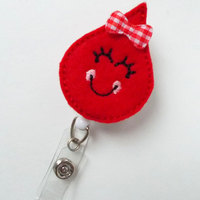 Smiling Blood Drop - Retractable Badge Reel - Name Badge Holder - Cute Badge Reel - Badge Reels - Lab Technician Badge - Hospital Badges - Thumbnail 3