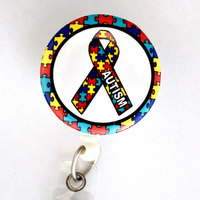 Autism Awareness Ribbon 1.5&quot; - ID Badge Holder - ID Badge Reel - Autism Badge Reel - Nursing Badge - Teacher Badge Reel - Medical Badge - RN - Thumbnail 2