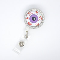 Eyeball Purple  - Name Badge Holder - Optometry Badge - Optician Badge Holder - Optometrist Name Badge Holder - Ophthalmologist Badge Reel - Thumbnail 1
