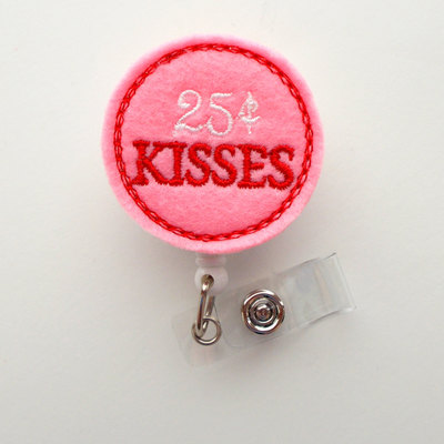 Valentine kisses  - name badge holder - cute badge reel - nurse badge holder - nursing badge clip - teacher badge reel