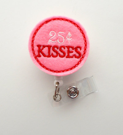Valentine kisses  - name badge holder - cute badge reel - nurse badge holder - nursing badge clip - teacher badge reel