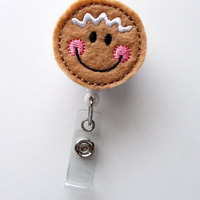 Gingerbread Cutie - Retractable ID Felt Badge Holder - Holiday Badge Reel - Nurses Badge Holder - Nurse Badge - Teacher Badge - Thumbnail 3