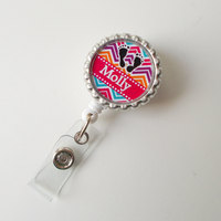 Personalized Chevron Baby Feet  - RN Badge Holder - Nurse Badge Holder - Nursing Badge Holder - NICU Badge - Labor and Delivery  Badge Reel - Thumbnail 1