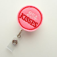 Valentine Kisses  - Name Badge Holder - Cute Badge Reel - Nurse Badge Holder - Nursing Badge Clip - Teacher Badge Reel - Thumbnail 2