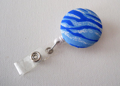 Name badge holder - retractable id badge reel - rn badge clip - nicu badge holder - nurse badge holder - blue zebra