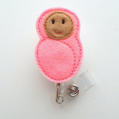 Sweet baby girl - retractable id badge reel - nicu badge holder - l&d badge reel - nurse badge holder - nursing badge clip - felt id badge