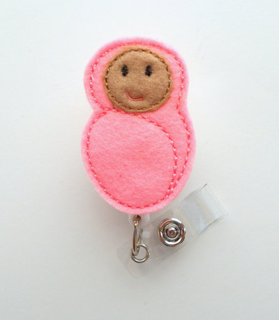 Sweet baby girl - retractable id badge reel - nicu badge holder - l&d badge reel - nurse badge holder - nursing badge clip - felt id badge