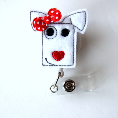 Sally the puppy - name badge holder - cute badge reels - vet badge - pediatric badge clip  - nursing badge - teacher badge - dog badge - rn