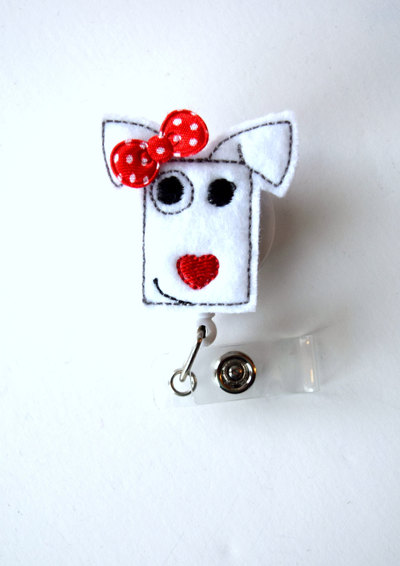 Sally the puppy - name badge holder - cute badge reels - vet badge - pediatric badge clip  - nursing badge - teacher badge - dog badge - rn
