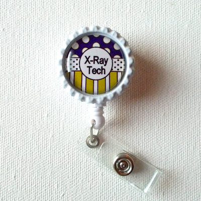 X-ray tech - id badge holder - id badge reel - name tag badge - badge reel - xray badge clip - cute badge reel - name badge holder