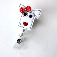 Sally the Puppy - Name Badge Holder - Cute Badge Reels - Vet Badge - Pediatric Badge Clip  - Nursing Badge - Teacher Badge - Dog Badge - RN - Thumbnail 1