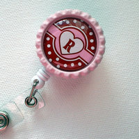 Bottle Cap ID Badge Reel - Personalized Badge Holder - Cute ID Badge Reel - RN Badge - Badges - Thumbnail 1
