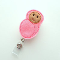 Sweet Baby Girl - Retractable ID Badge Reel - NICU Badge Holder - L&D Badge Reel - Nurse Badge Holder - Nursing Badge Clip - Felt ID Badge - Thumbnail 2